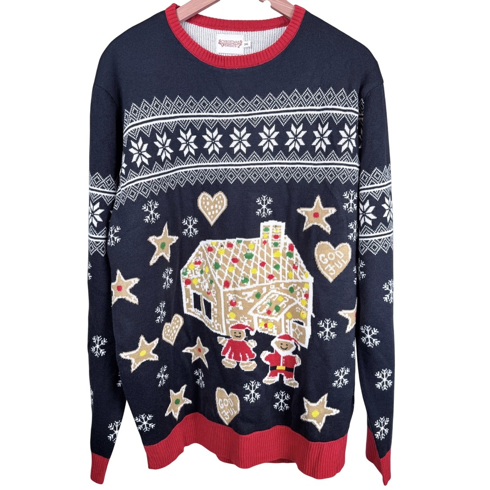 Christmas Sweats 3XL Light Up Gingerbread House Ugly Christmas Sweater Unisex